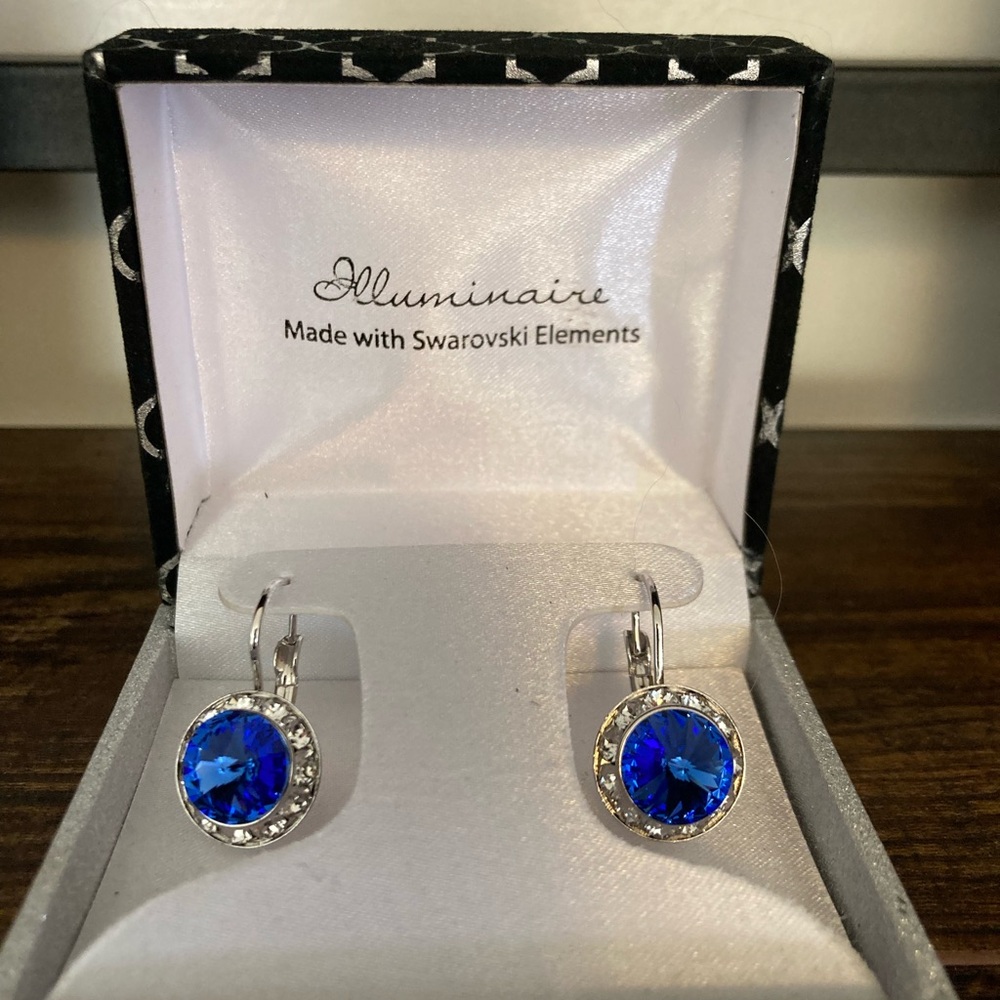 Swarovski Blue and Silver Crystal Earrings